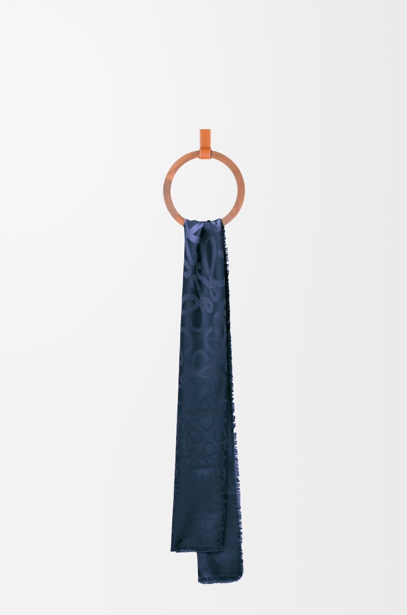 LOEWE Scarf in silk and wool Navy Blue