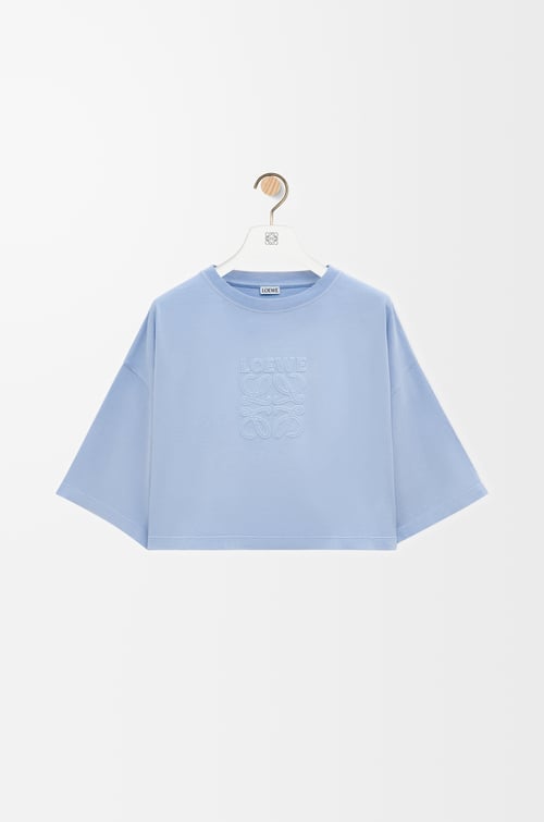 LOEWE Cropped T-shirt in cotton Light Blue