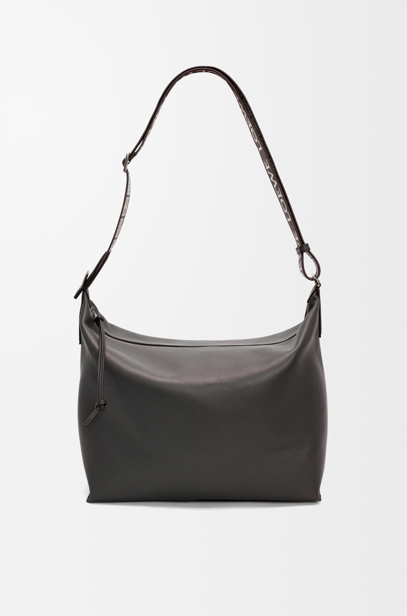 LOEWE 柔软光滑牛皮革和提花布 Cubi 斜挎包 深灰色 plp_rd