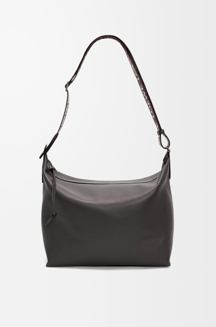 LOEWE Cubi crossbody bag in supple smooth calfskin and jacquard Dark Grey