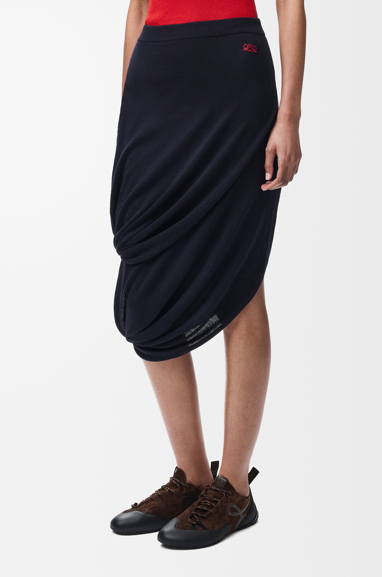 LOEWE Skirt in wool Dark Navy