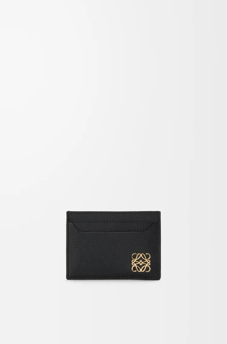 LOEWE Anagram plain cardholder in pebble grained calfskin Black/Gold