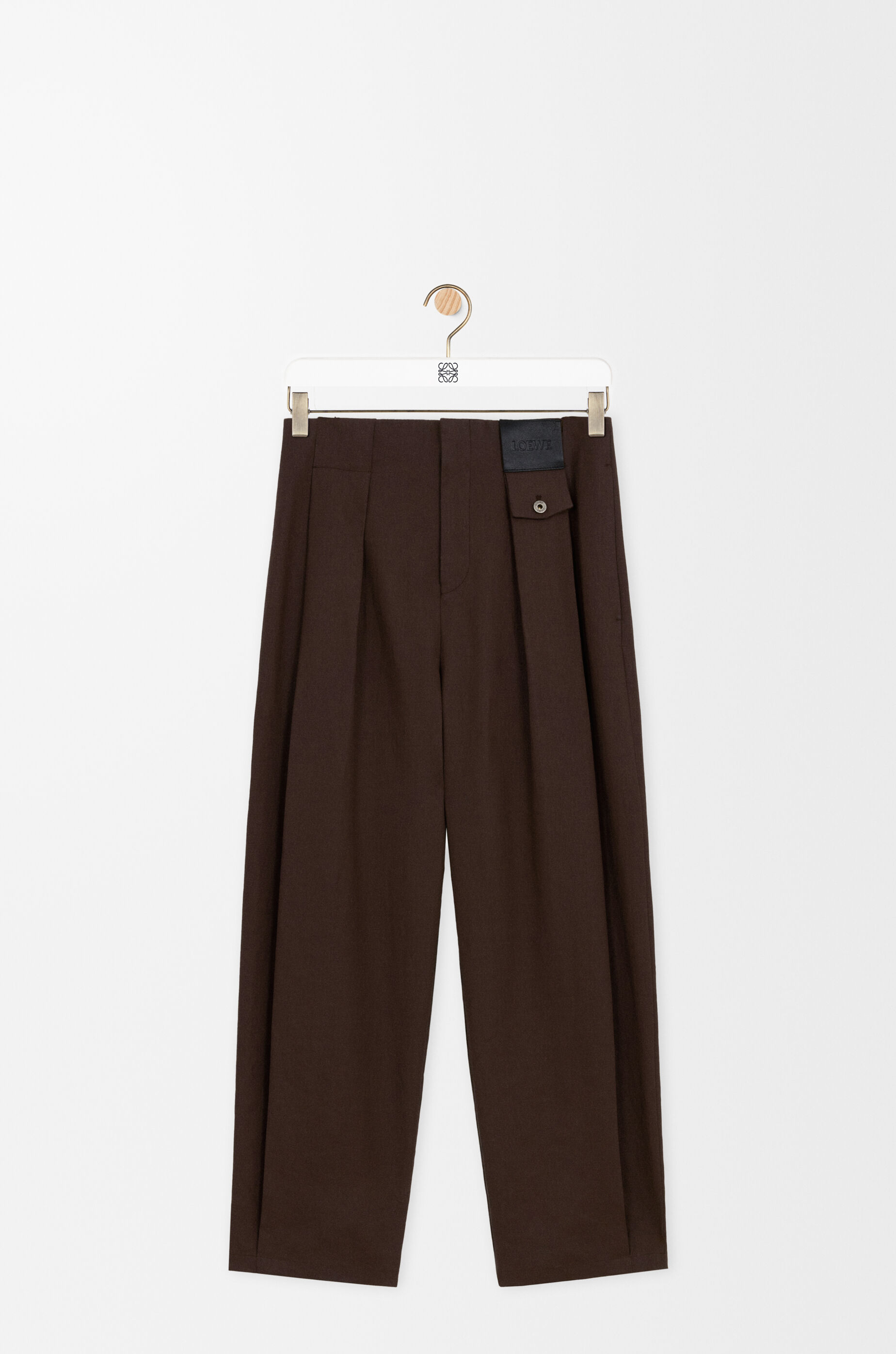 Trousers in cotton and linen Brown - LOEWE USA Official Website