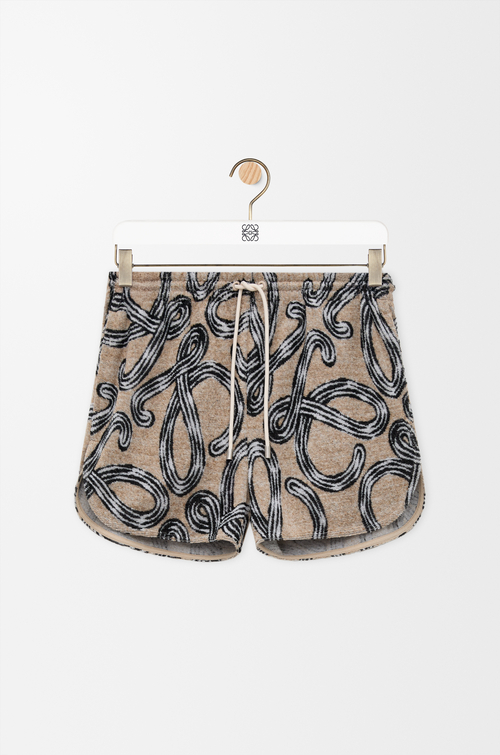 LOEWE Pantalón corto en mezcla de rizo de algodón Beige/Negro