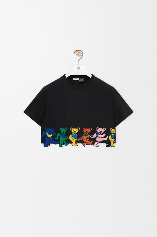 LOEWE Cropped T-shirt in cotton Black/Multicolor