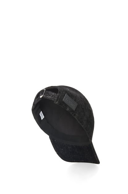 LOEWE Patch cap in flocked denim Black plp_rd