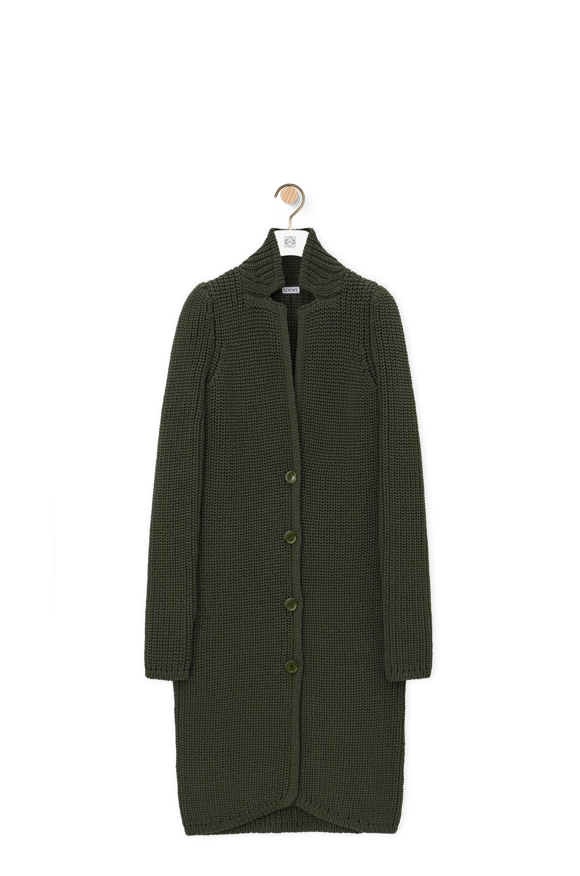 Coat in technical knit Khaki Green LOEWE