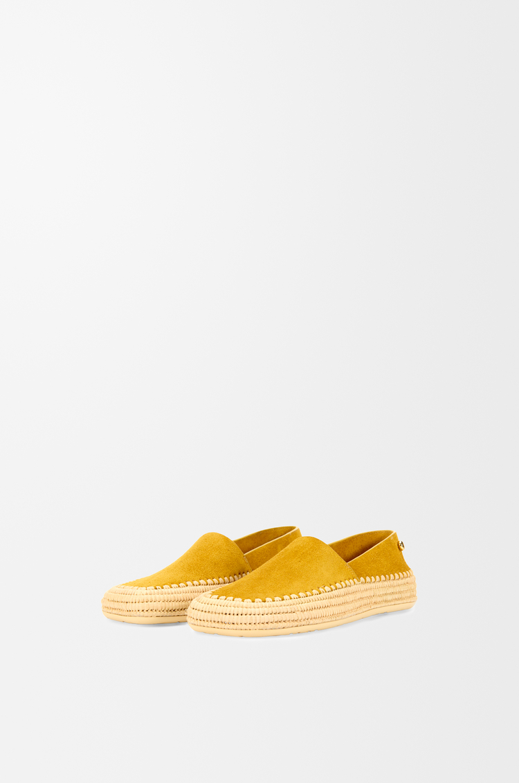 LOEWE Slipper Rio en ante y rafia Mostaza