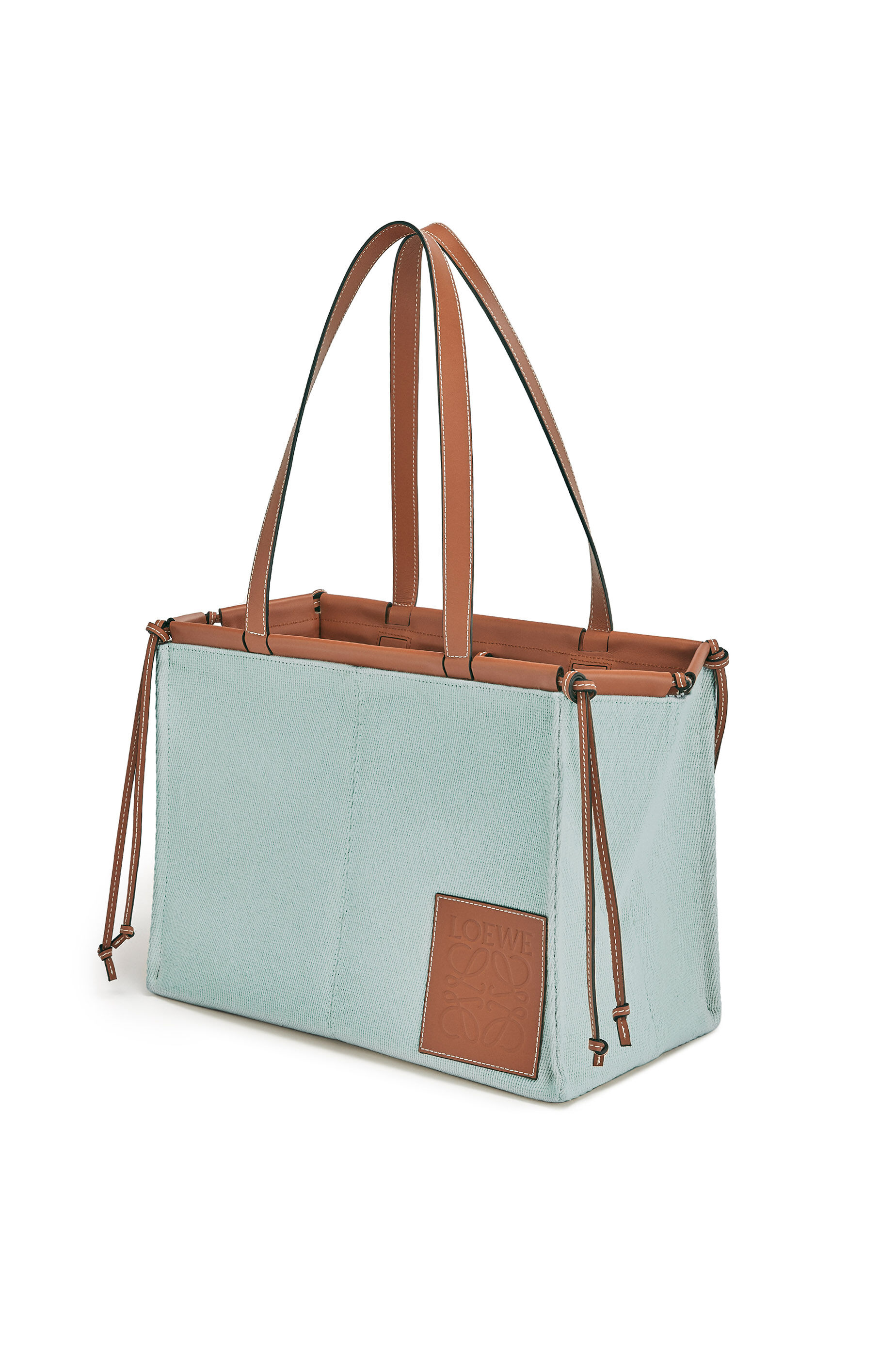 クッショントート スモール（キャンバス＆カーフ） ブルー - LOEWE