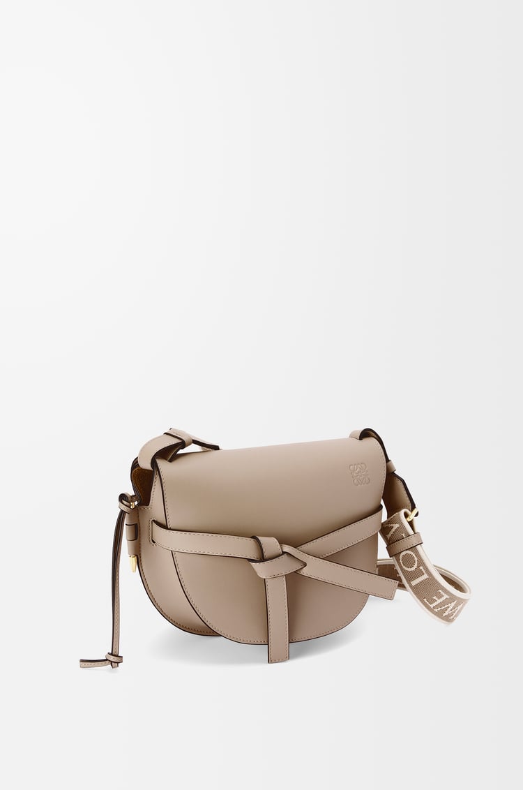 LOEWE Small Gate Dual bag in soft calfskin and jacquard Sand