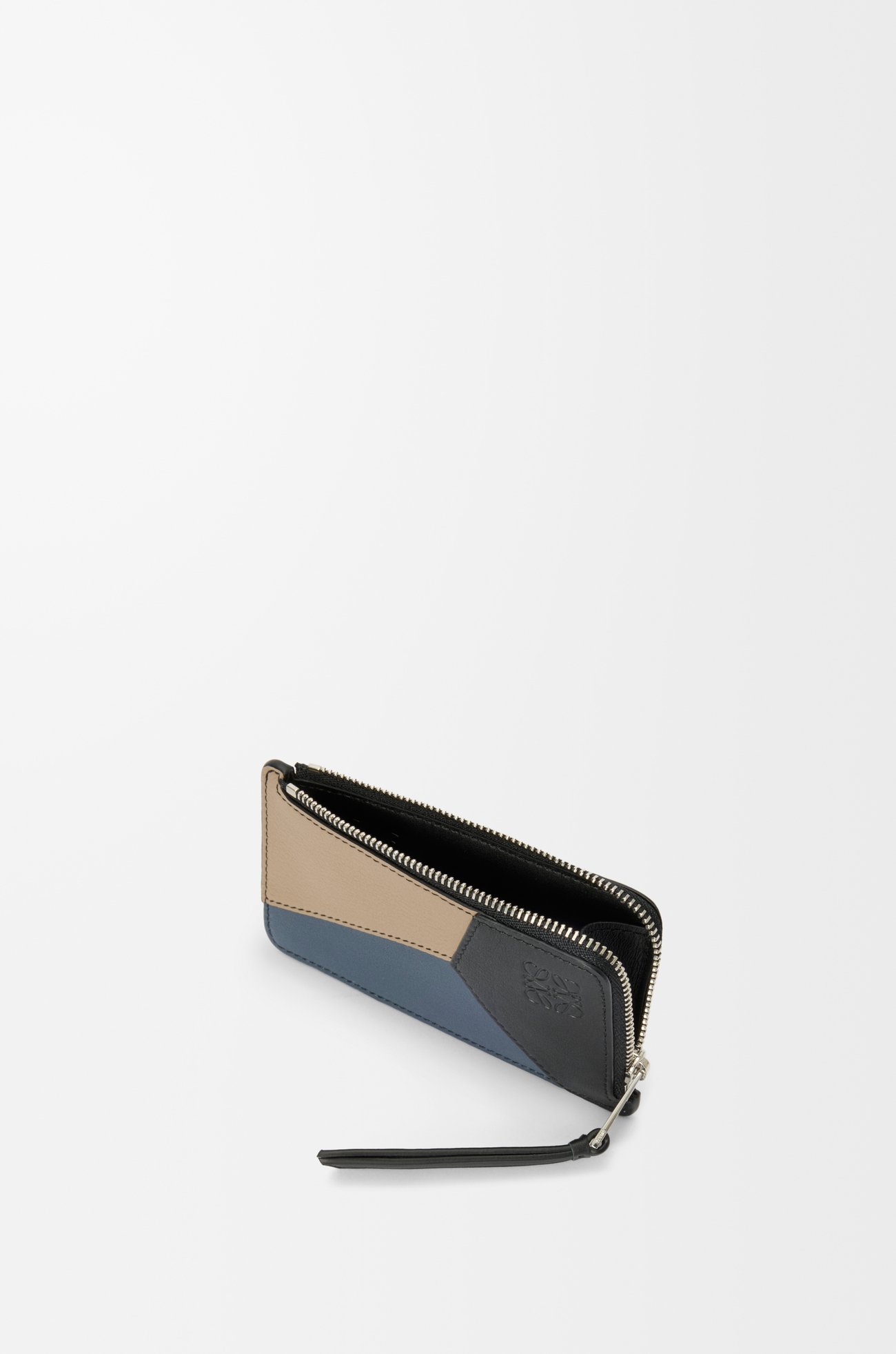 LOEWE Porte-cartes et monnaie Puzzle en cuir de veau classique Teinture Indigo/Corda
