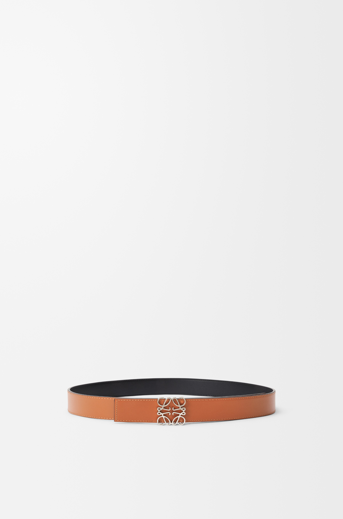 LOEWE Reversible Anagram belt in smooth calfskin Black/Tan/Palladium