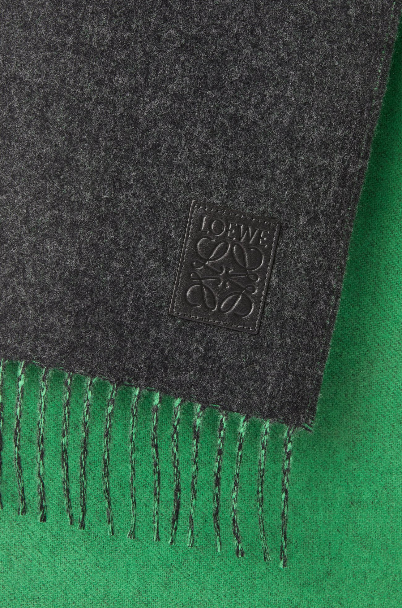 LOEWE Bufanda en lana y cashmere Verde Oscuro/Verde