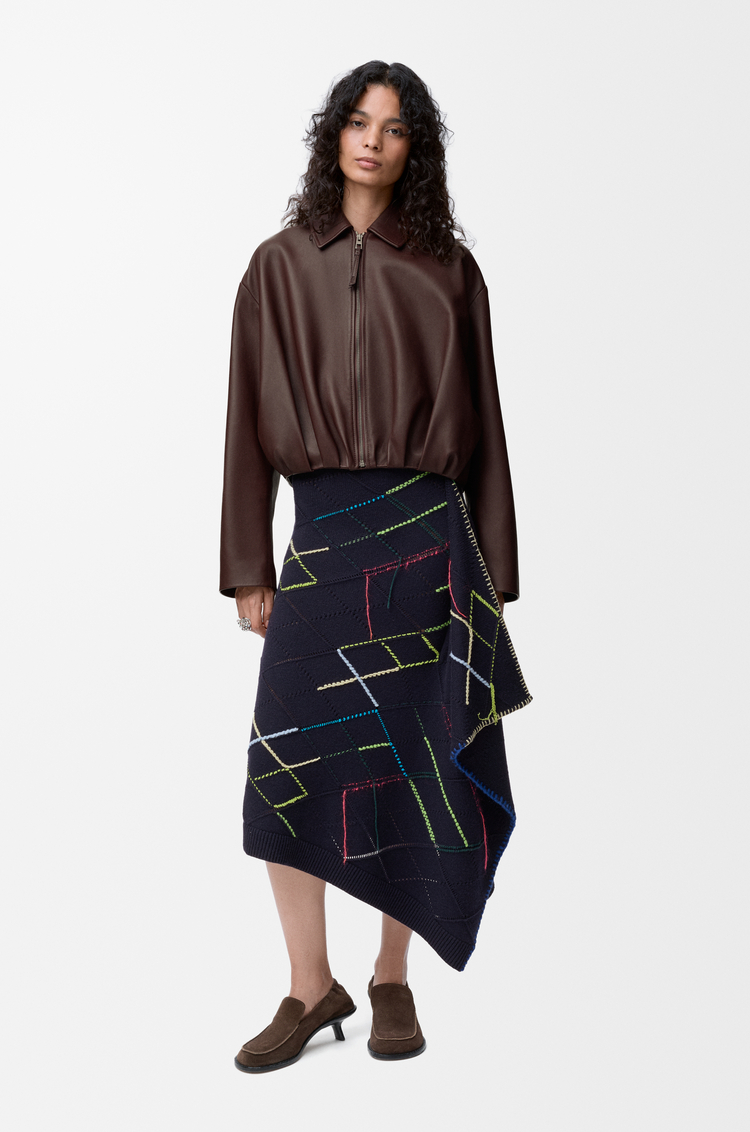 LOEWE Skirt in wool Dark Navy Blue