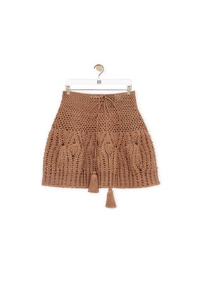 LOEWE Crochet mini skirt in cotton Beige