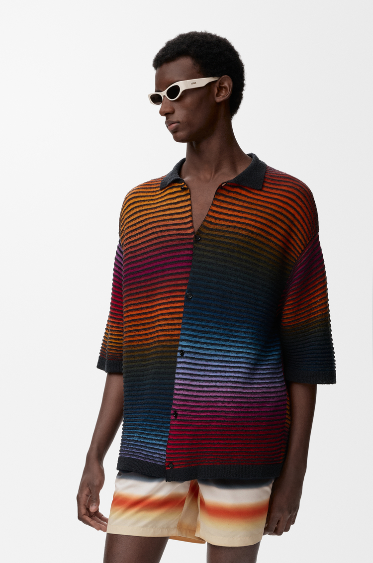 LOEWE Camisa de manga corta en mezcla de algodón Multicolor/Negro