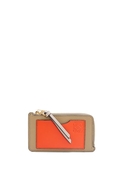 LOEWE Coin cardholder in soft grained calfskin Clay Green/Vivid Orange