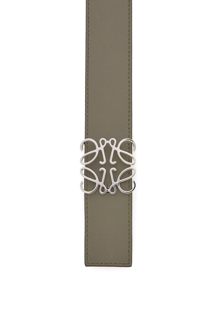 LOEWE Reversible Anagram belt in soft grained calfskin Dark Sage/Khaki Green/Palladiu