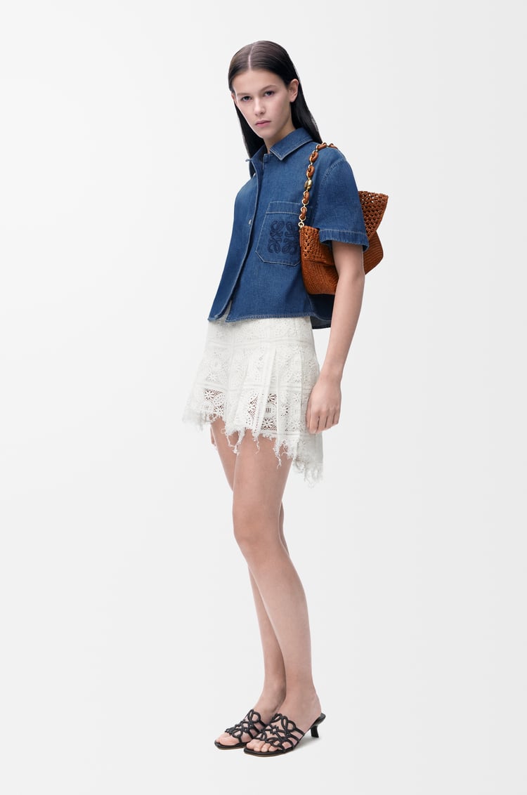 LOEWE Camisa de manga corta en tejido denim Azul Claro