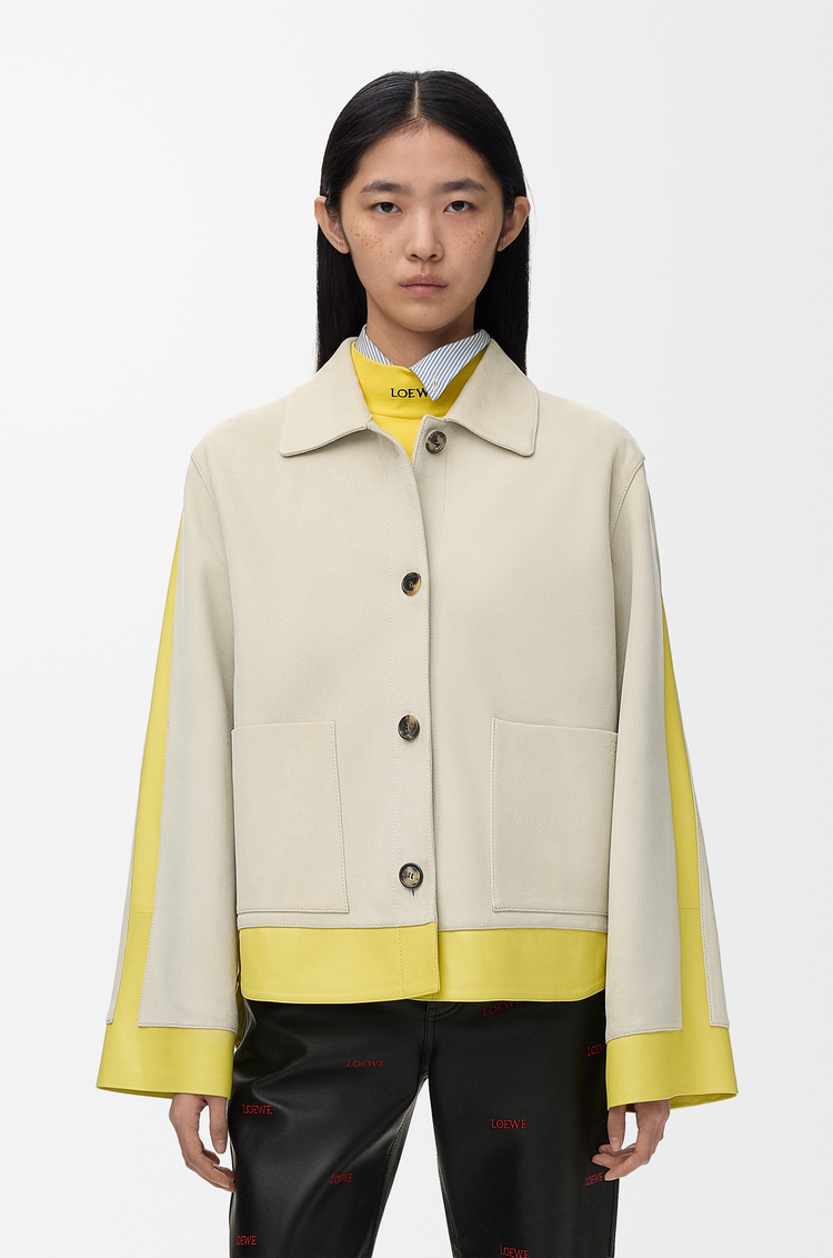 LOEWE Turn-up jacket in suede lambskin Light Grey