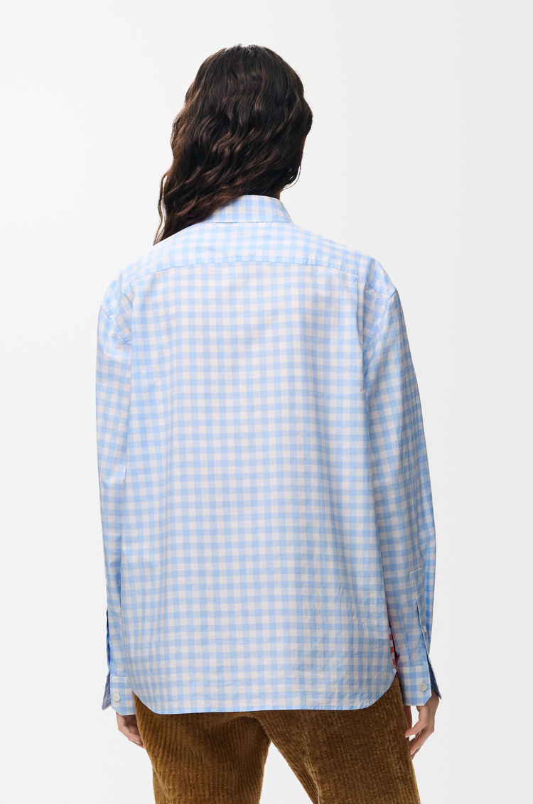LOEWE Camisa en algodón Azul Claro/Naranja