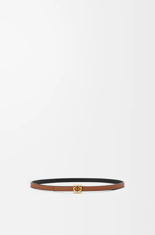 LOEWE リバーシブル アナグラムキューブ ベルト（スムースカーフ） タン/ブラック/ゴールド