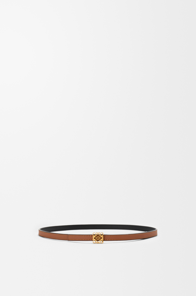 LOEWE リバーシブル アナグラムキューブ ベルト（スムースカーフ） タン/ブラック/ゴールド