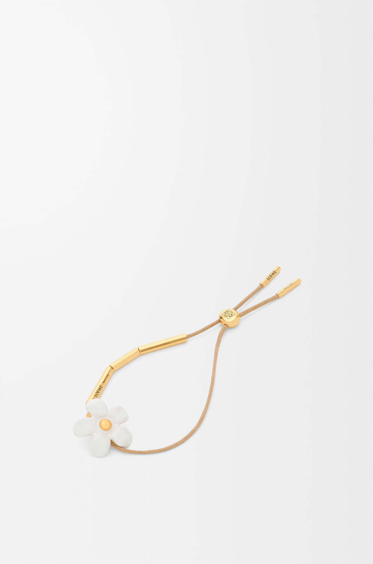 LOEWE フラワー ブレスレット（スターリングシルバー&エナメル） ゴールド/ホワイト