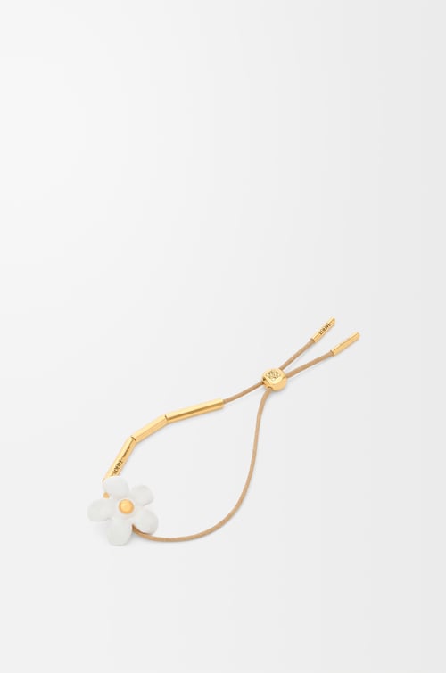LOEWE Pulsera Flor en plata de ley y esmalte Dorado/Blanco