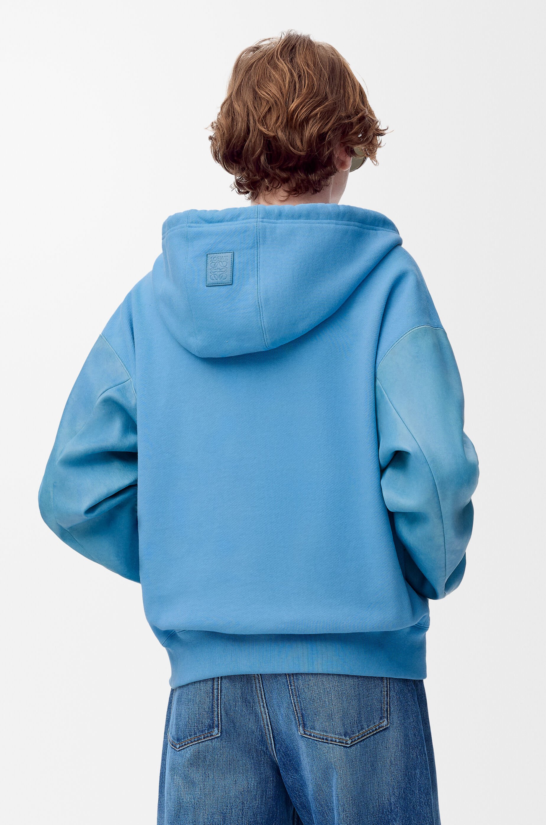 LOEWE セール★ RELAXED FIT HOODIE★RIVIERA BLUE Loewe Men's Anagram Patch Pocket Hoodie in Riviera Blue Loewe