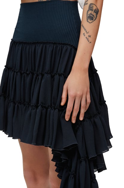 LOEWE Ruffled skirt in silk Midnight Blue plp_rd