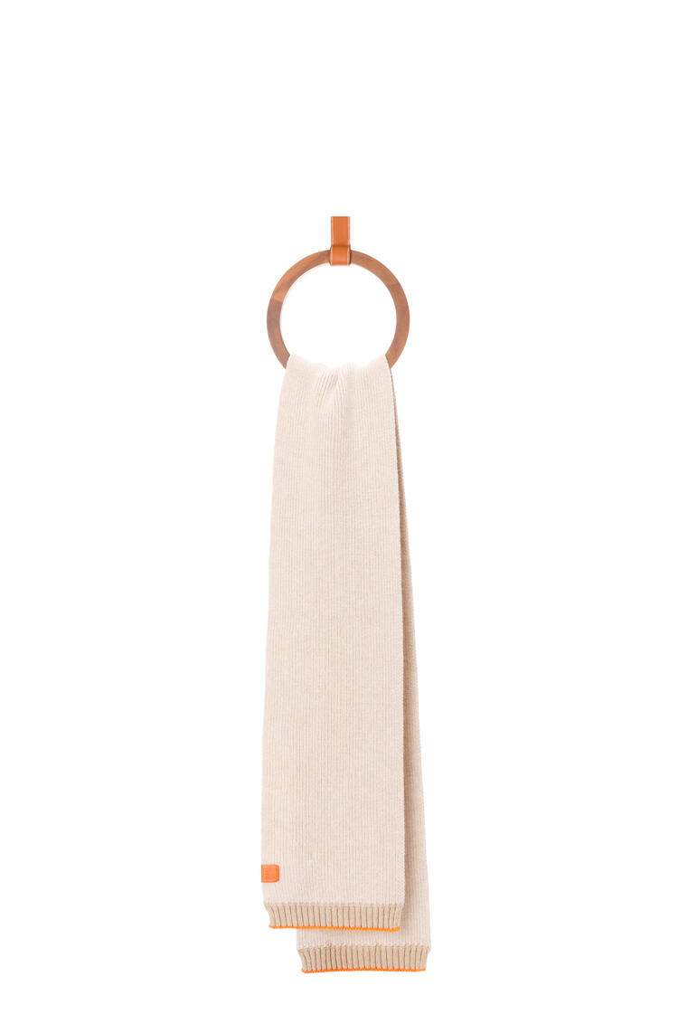 LOEWE Ribbed knit scarf in wool White/Orange