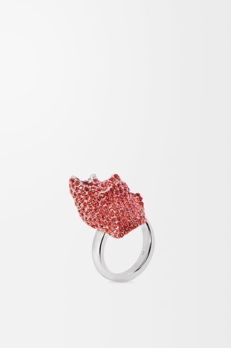 LOEWE Glitter Fragment ring in sterling silver and crystals Silver/Dark Coral