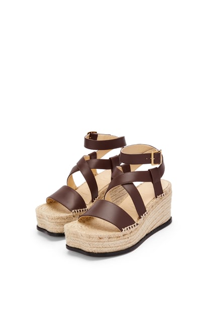 LOEWE Petal espadrille sandal in calfskin Dark Brown plp_rd