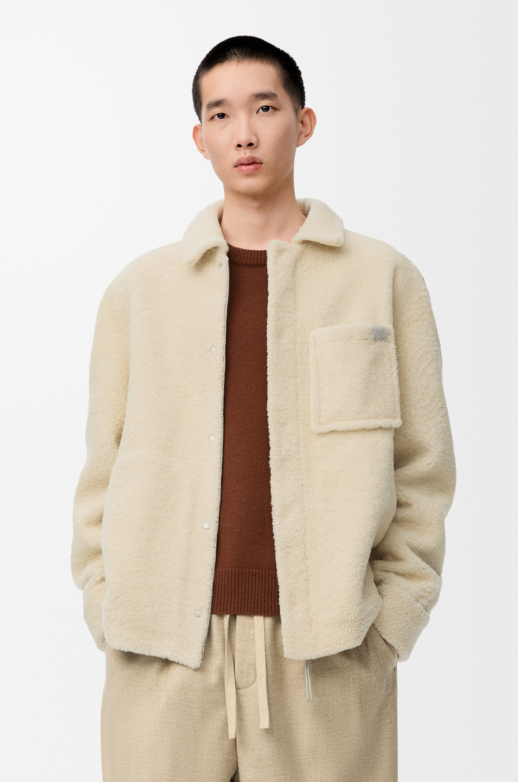 LOEWE Overshirt in shearling Light Grey