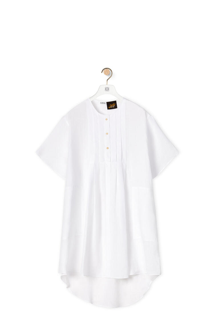 LOEWE Vestido camisero plisado en lino Blanco
