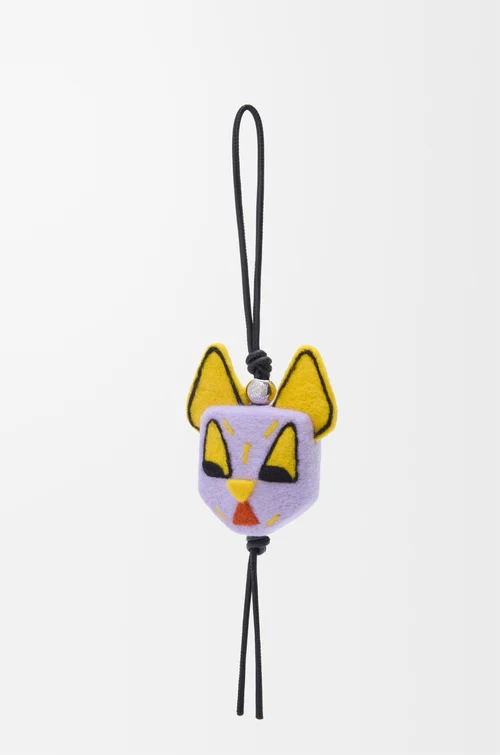 LOEWE Charm Cat en fieltro Morado/Amarillo
