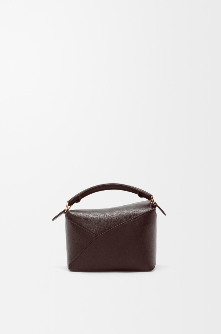 LOEWE Mini Puzzle Edge bag in soft grained calfskin Dark Chestnut