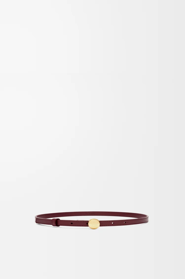 LOEWE Cinturón Pebble en piel de ternera lisa Burdeos Oscuro/Dorado