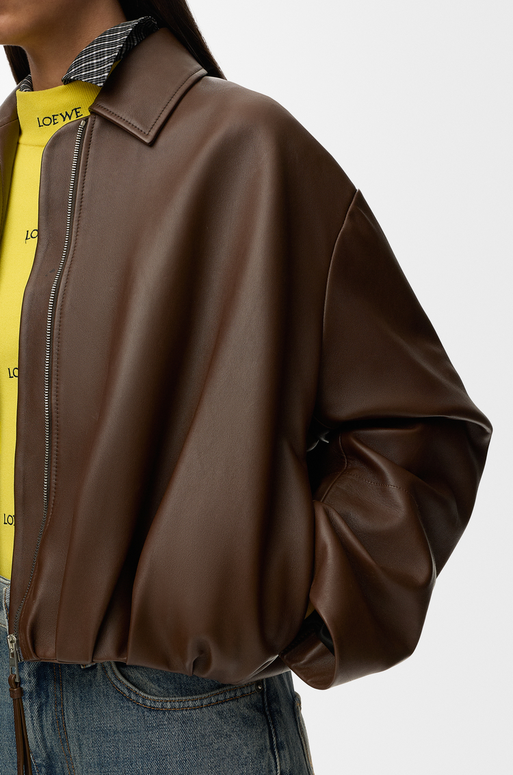 LOEWE Draped jacket in nappa lambskin Chocolate Brown