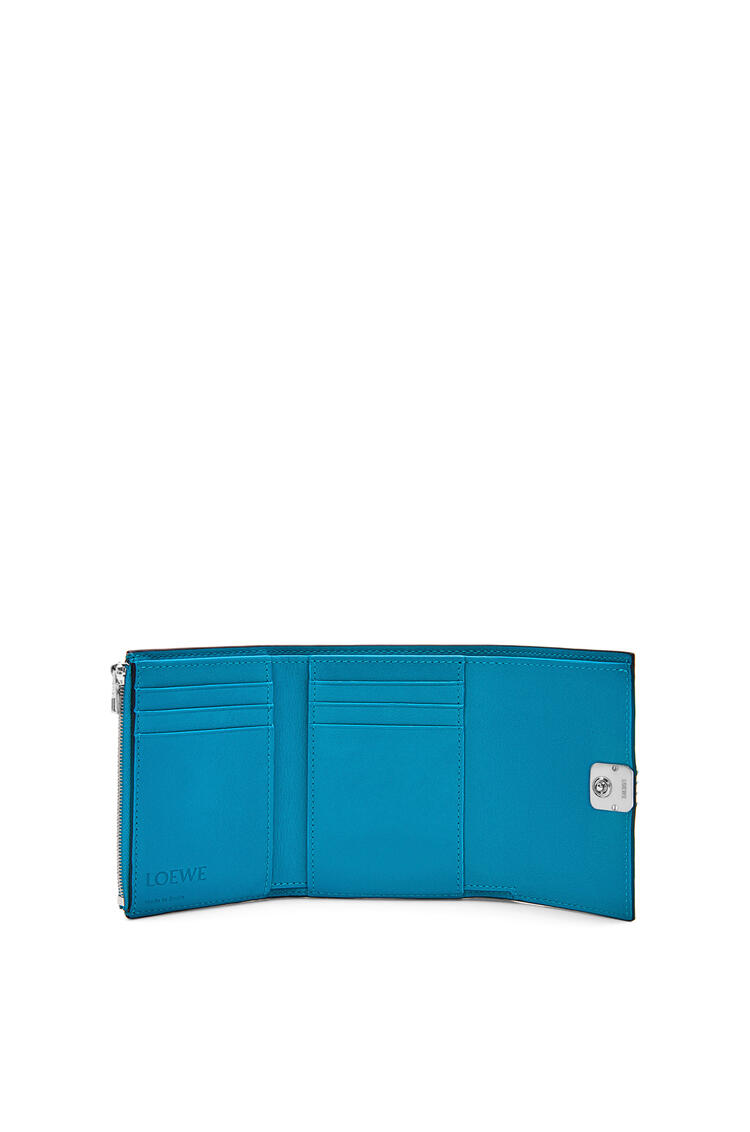 LOEWE Anagram small vertical wallet in pebble grain calfskin Lagoon Blue