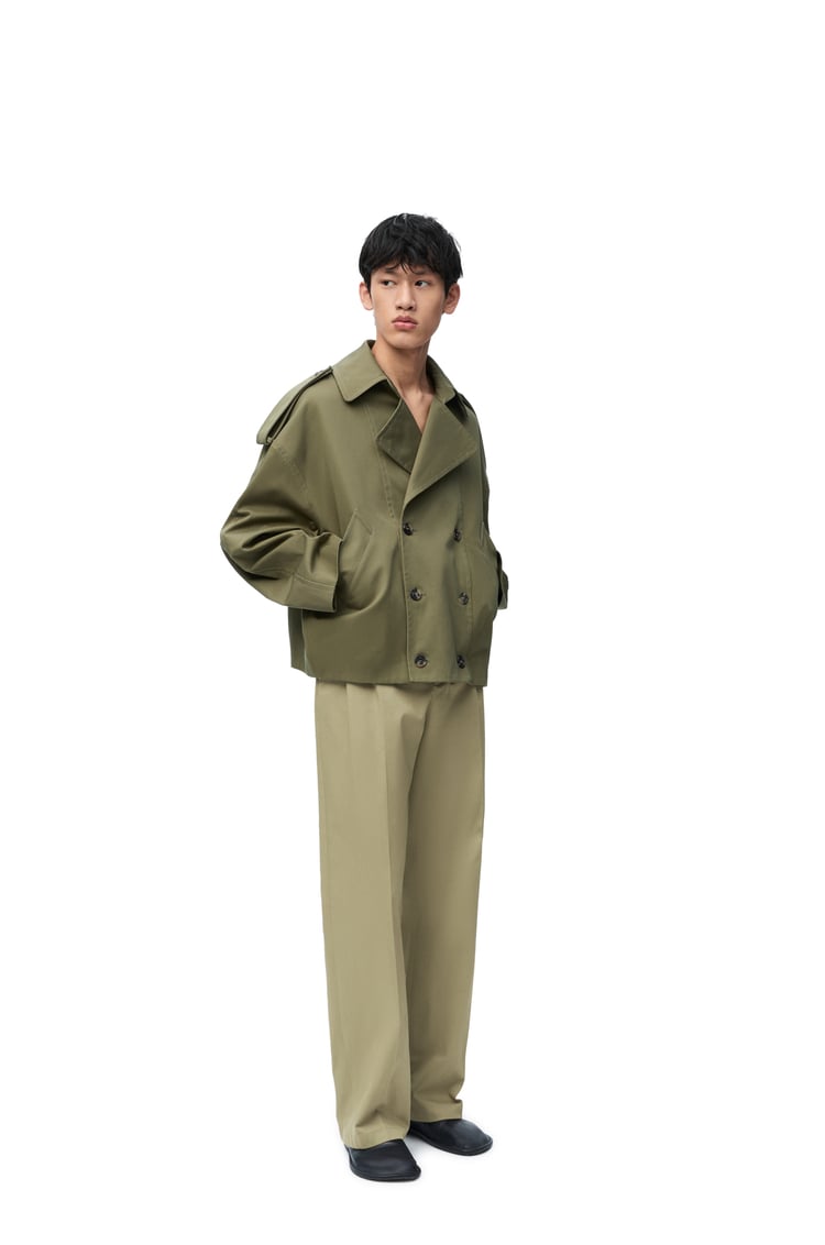 LOEWE Pleated trousers in cotton Military Green