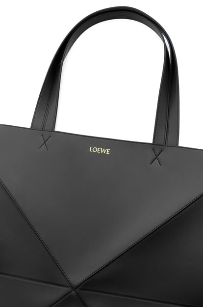 LOEWE XL Puzzle Fold Tote in shiny calfskin Black plp_rd