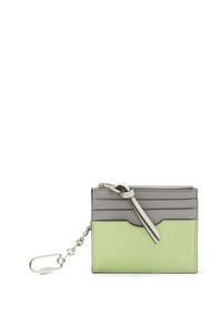 LOEWE Square cardholder in soft grained calfskin with chain Pearl Grey/Light Pale Green