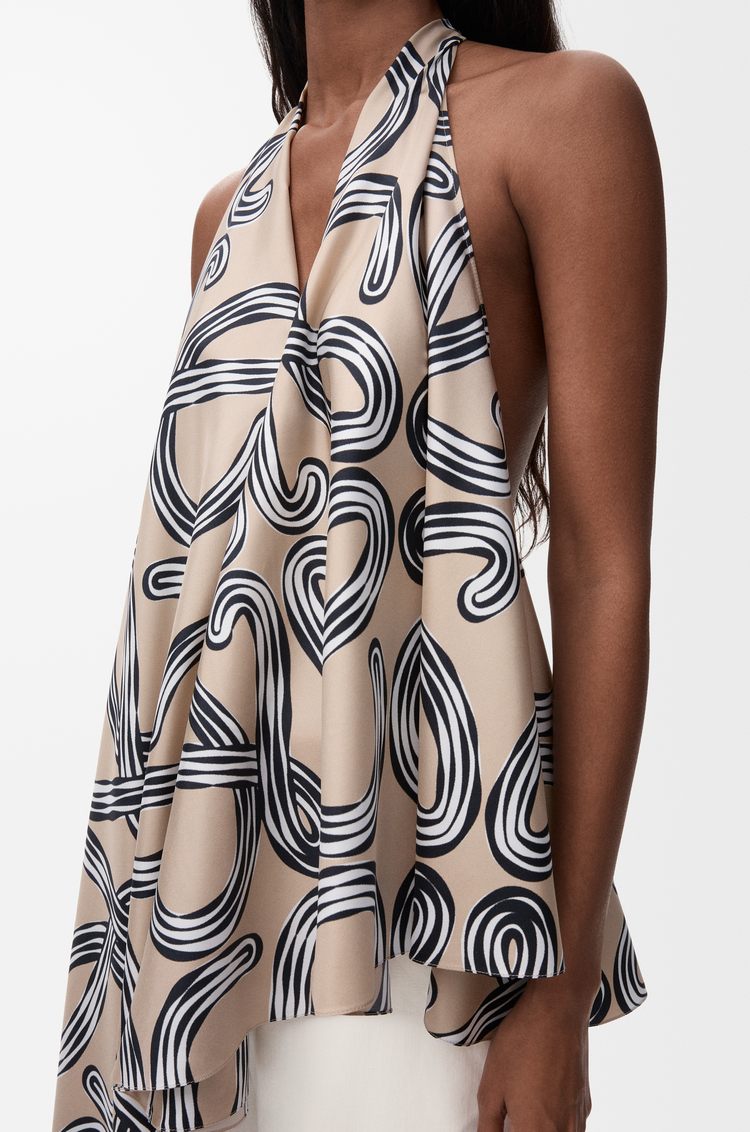 LOEWE 丝绸上衣 米黄色/黑色