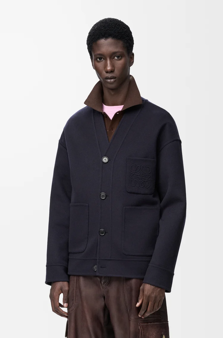 LOEWE Cárdigan en lana y cashmere Azul Marino/Gris