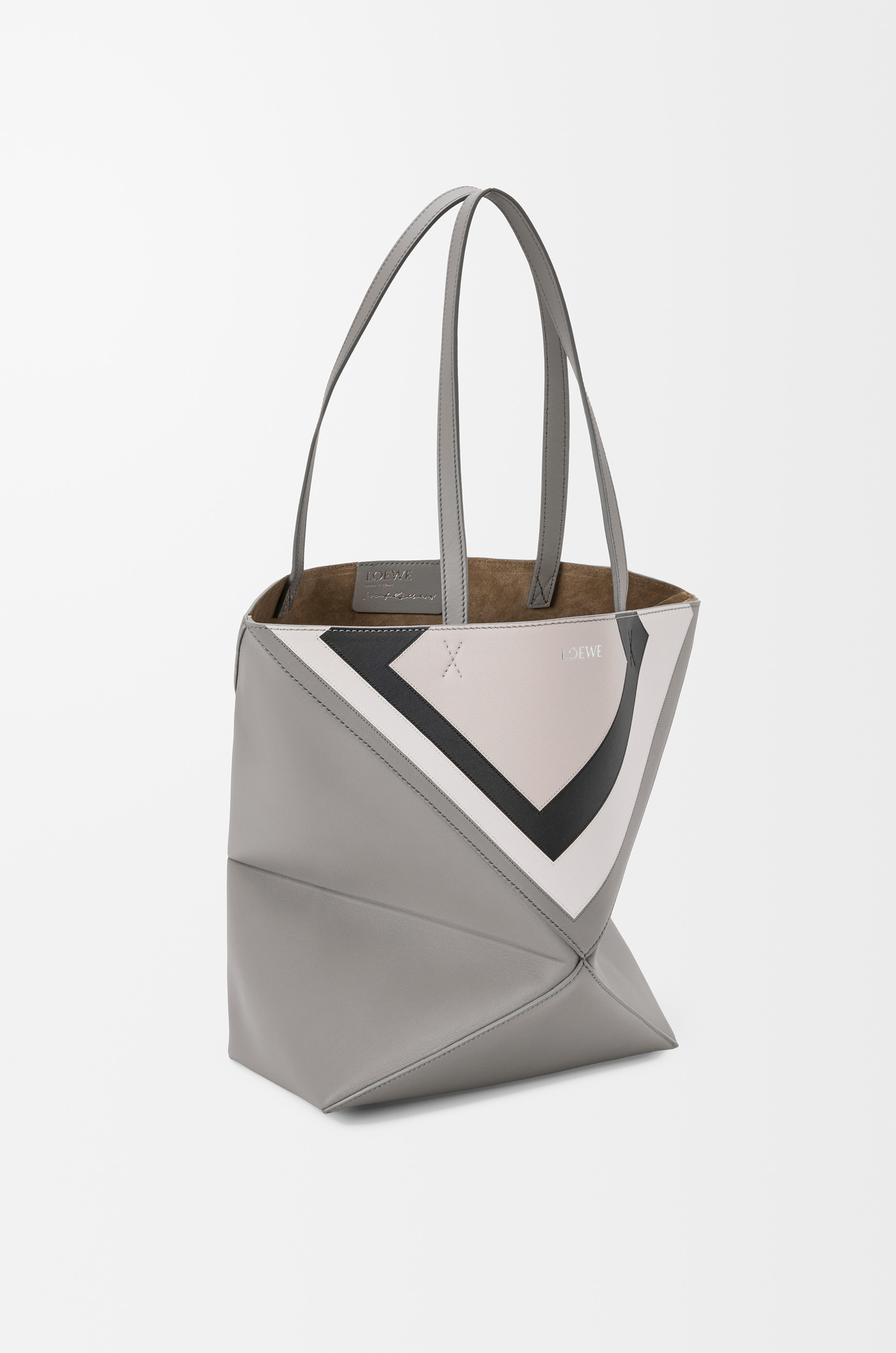 LOEWE Medium Puzzle Fold tote in nappa calfskin Grey/Light Ghost