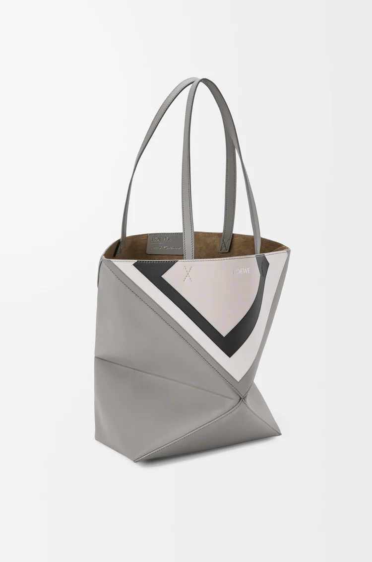 LOEWE Medium Puzzle Fold tote in nappa calfskin Grey/Light Ghost