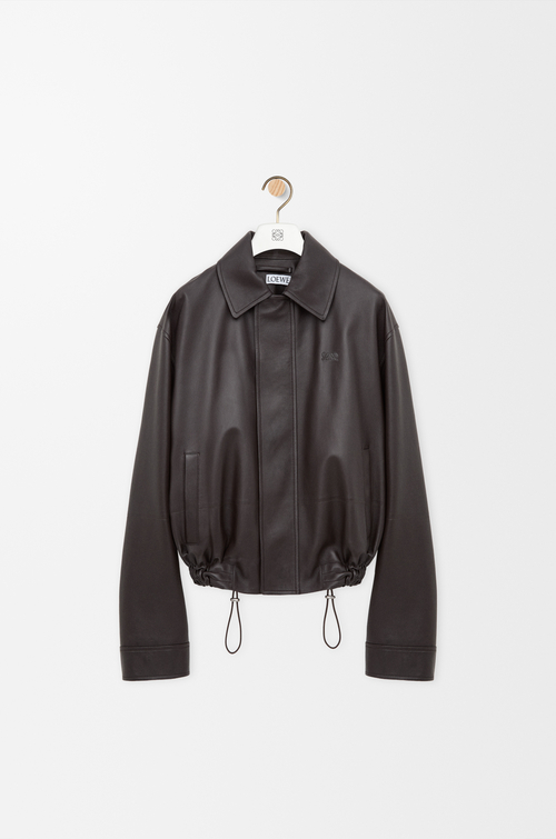 LOEWE Drawstring jacket in nappa lambskin Dark Brown