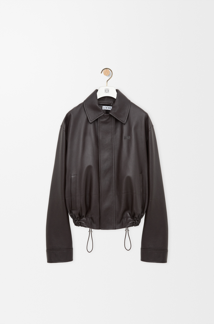LOEWE Drawstring jacket in nappa lambskin Dark Brown